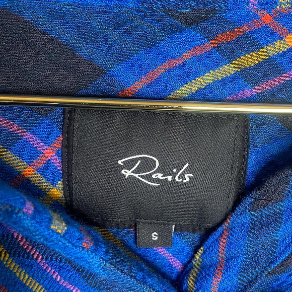 Rails Dutton Flannel Shirt Cobalt Black Citrus Sz small. So soft! Stretchy! EUC - Picture 8 of 11